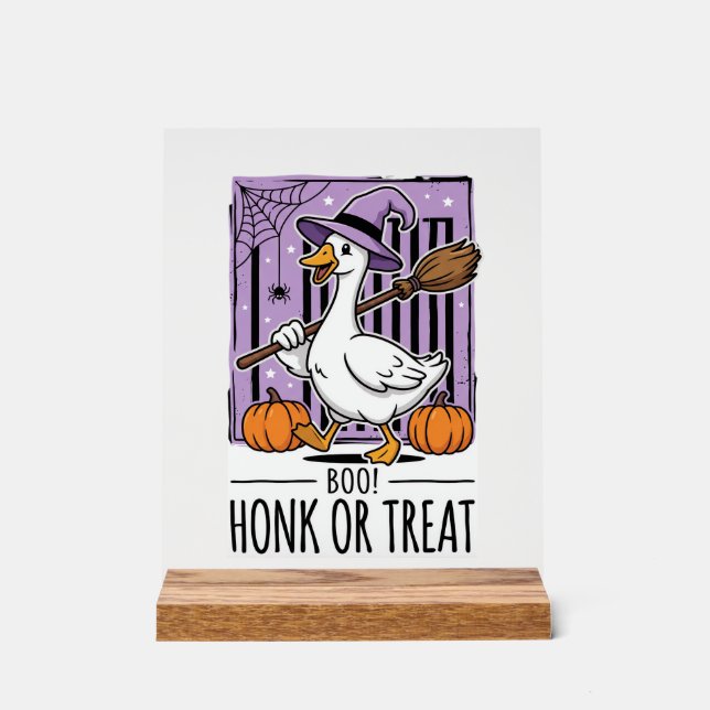Halloween Hupen oder behandeln Hexen Gans Acrylschild (Vorderseite)