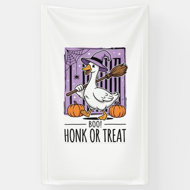 Halloween Hupen oder behandeln Hexen Gans Banner (Vertikal)