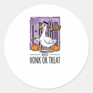 Halloween Hupen oder behandeln Hexen Gans Runder Aufkleber