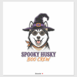 Halloween-Husky-Shirt Hexen-Hund Vintage-Grafik Aufkleber
