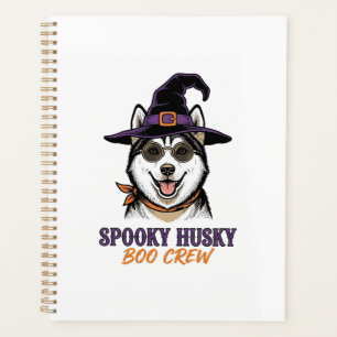 Halloween-Husky-Shirt Hexen-Hund Vintage-Grafik Planer