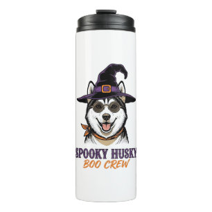 Halloween-Husky-Shirt Hexen-Hund Vintage-Grafik Thermosbecher