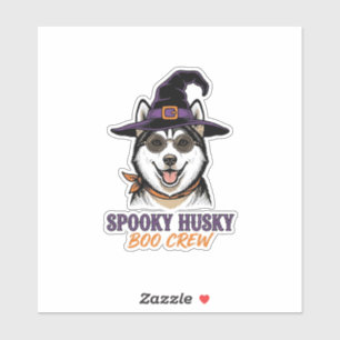 Halloween Husky-Shirt Hexenhund Vintage-Grafik Aufkleber