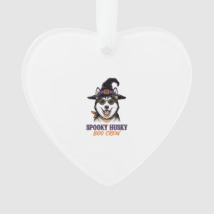Halloween Husky-Shirt Hexenhund Vintage-Grafik Ornament