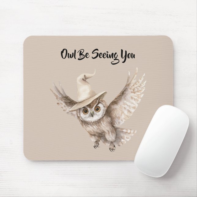 Halloween-Hut Eule wird dich sehen Mousepad (Mit Mouse)