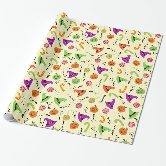 Halloween-Hut-Kandy & Pumpkins 2 Geschenkpapier (Ungerollt)