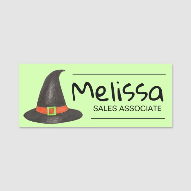 Halloween-Huttrick-oder-Leckerei-Kostümshop Namensschild (Vorderseite)