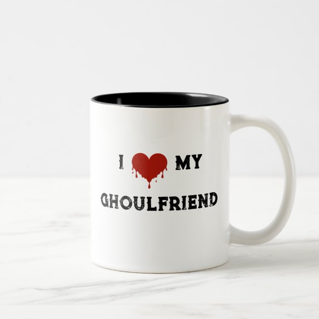 Halloween ich höre meinen Ghoulfriend Zweifarbige Tasse (Rechts)
