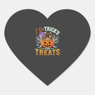 Halloween Ich mache Tricks für Süßigkeiten Kürbis Herz-Aufkleber