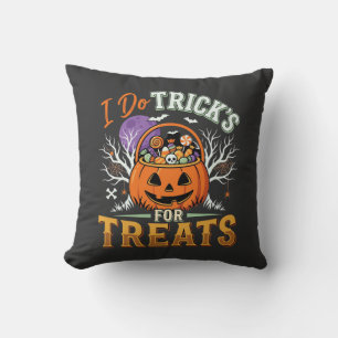 Halloween Ich mache Tricks für Süßigkeiten Kürbis Kissen