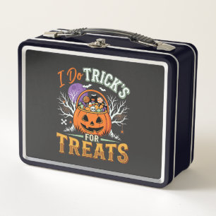 Halloween Ich mache Tricks für Süßigkeiten Kürbis Metall Brotdose