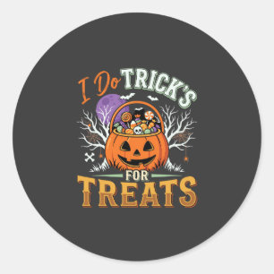 Halloween Ich mache Tricks für Süßigkeiten Kürbis Runder Aufkleber
