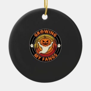 Halloween Ich wachse meine Fangzähne Geist Kürbis Keramik Ornament
