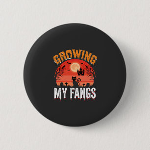 Halloween Ich wachse meine Fangzähne Geisterkatze Button