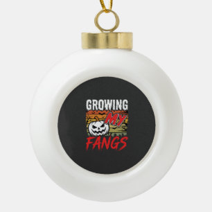 Halloween Ich wachse meine Fangzähne Vampir-Kürbis Keramik Kugel-Ornament