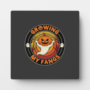 Halloween Ich wachse meine Reißzähne Geist Kürbis Fotoplatte