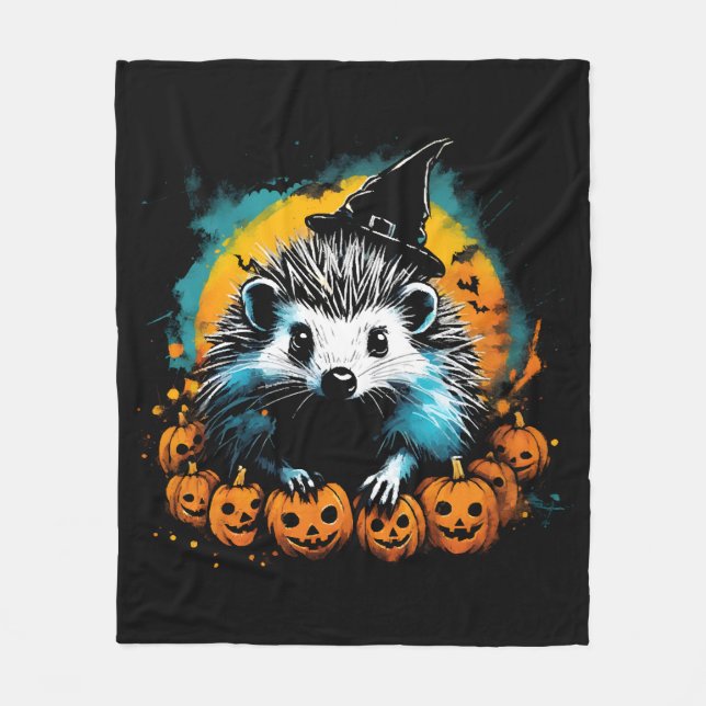 Halloween Igel und Kürbis niedlich Fleecedecke (Vorderseite)
