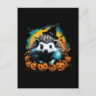 Halloween Igel und Kürbis niedlich Postkarte