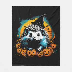 Halloween Igel und Kürbisse süß Fleecedecke