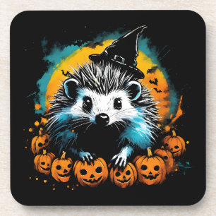 Halloween-Igel und Kürbisse süß Getränkeuntersetzer