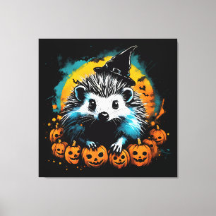 Halloween Igel und Kürbisse süß Leinwanddruck