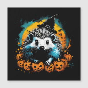 Halloween Igel und Kürbisse süß Magnetkarte