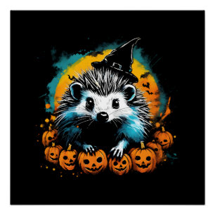 Halloween-Igel und Kürbisse süß Poster
