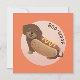 Halloween Illustration: Boo-Woof (Dackel) Karte