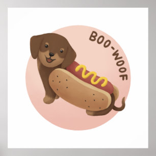 Halloween Illustration: Boo-Woof (Dackel) Poster