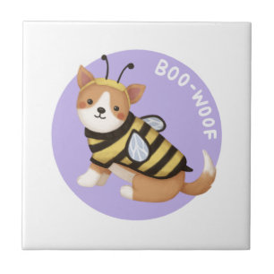 Halloween Illustration: Boo-Woof (Walisischer Korg Fliese