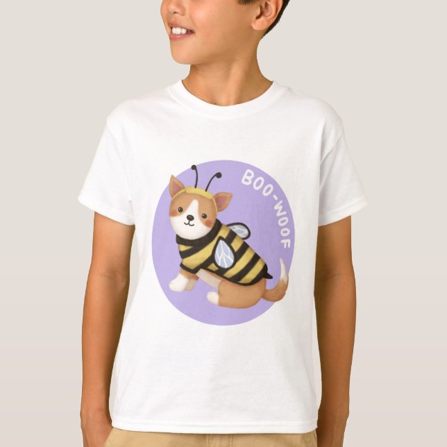 Halloween Illustration: Boo-Woof (Walisischer Korg T-Shirt (Vorderseite)