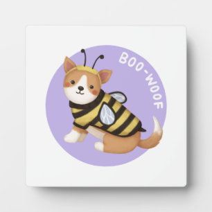 Halloween-Illustration: Boo-Woof (Welsh Corgi) Fotoplatte
