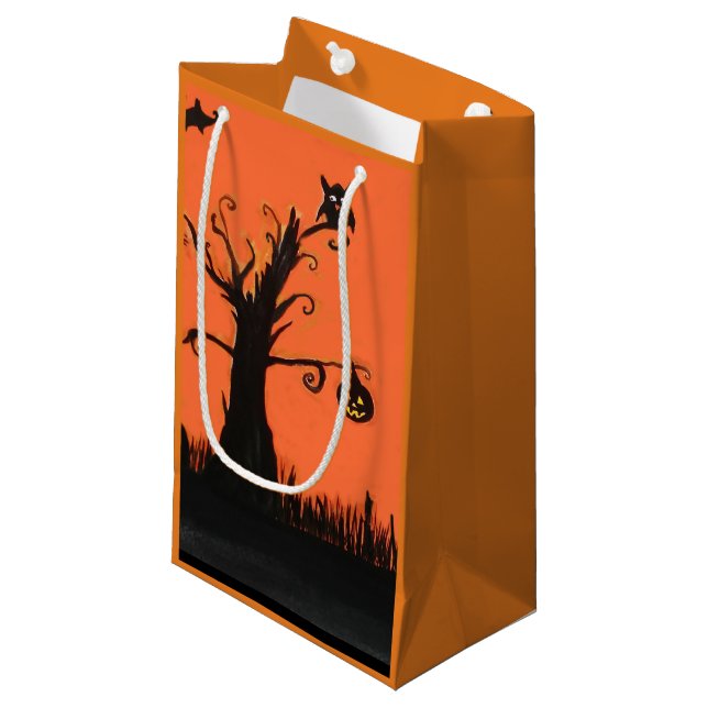 Halloween Illustration Custom Gift Bag Kleine Geschenktüte (Vorderseite Schrägansicht)