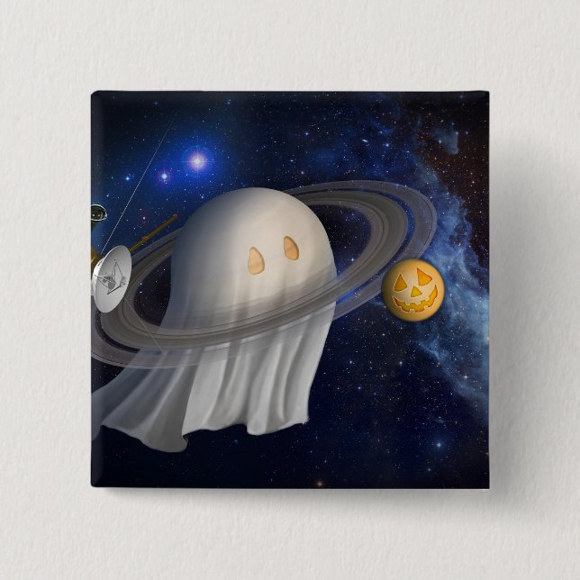 Halloween-Illustration eines Künstlers Button (Vorderseite)