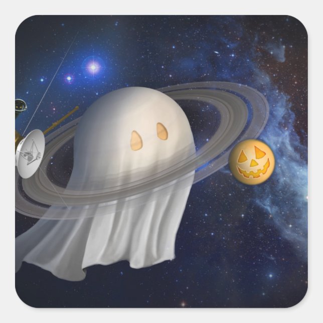 Halloween-Illustration eines Künstlers Quadratischer Aufkleber (Vorderseite)