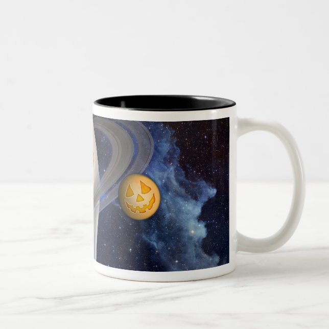 Halloween-Illustration eines Künstlers Zweifarbige Tasse (Rechts)