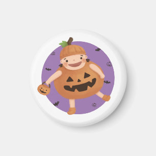 Halloween-Illustration: Kürbismädchen Magnet