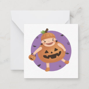 Halloween-Illustration: Kürbismädchen Mitteilungskarte