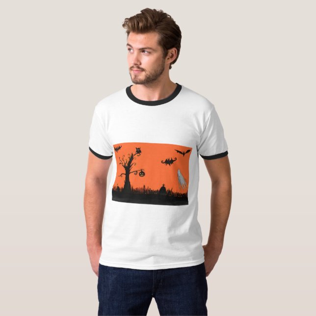 Halloween Illustration Men's Basic Ringer-T - Shir T-Shirt (Vorne ganz)