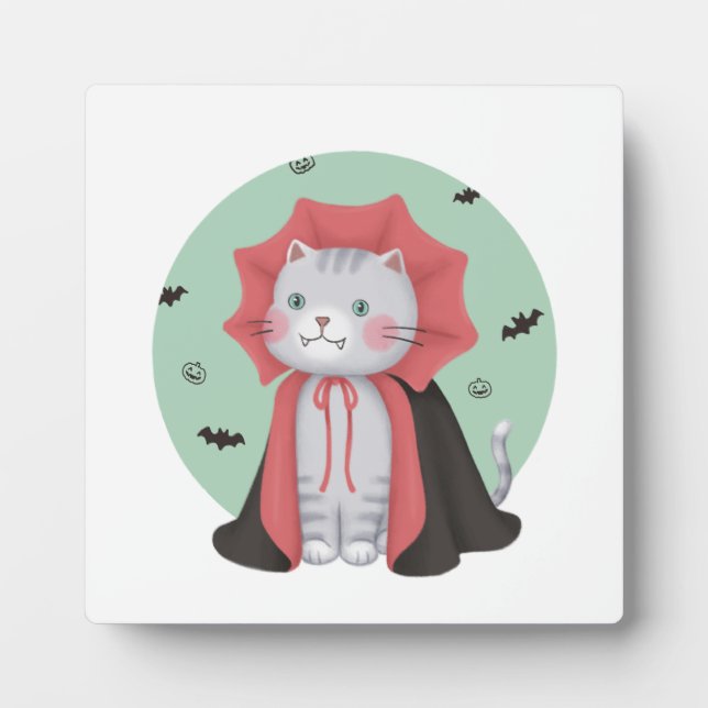 Halloween Illustration: Vampirkatze Fotoplatte (Vorderseite)