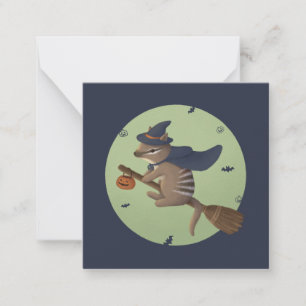 Halloween-Illustration: Zauberer Numbat Mitteilungskarte