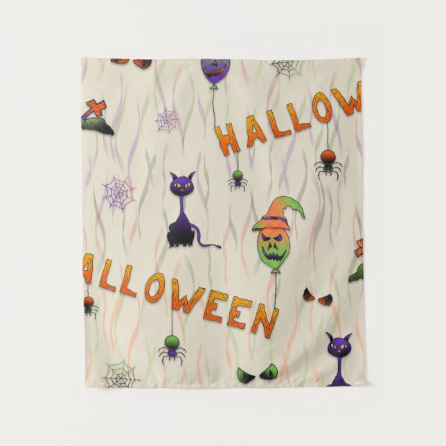 Halloween Illustrations Wandteppich (Vorderseite)