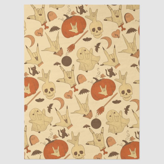 Halloween ILY - ASL Design Seidenpapier (Vorderseite)