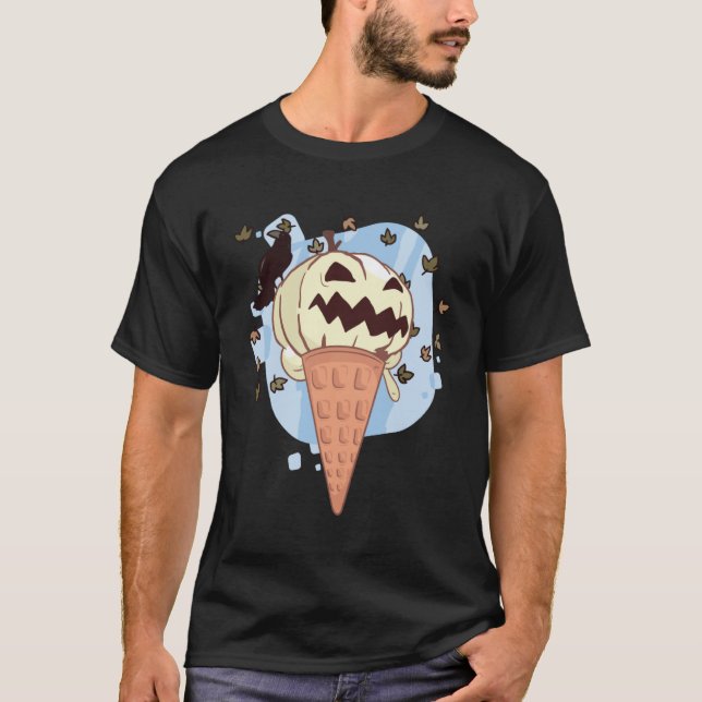 Halloween im August Spooky Pumpkin Sommer Eiscreme T-Shirt (Vorderseite)