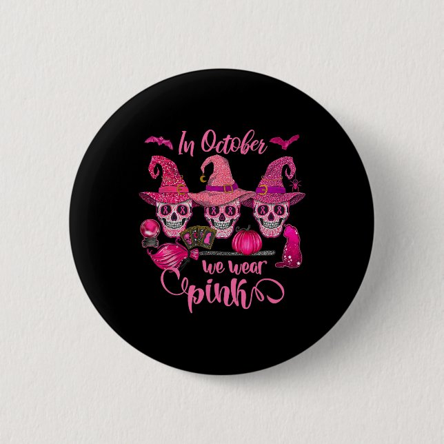Halloween im Oktober tragen wir das Brustkrebs-Bew Button (Vorderseite)