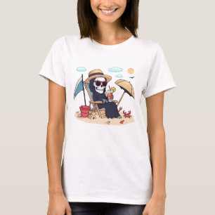 Halloween im Sommer – Sensenmann am Strand T-Shirt