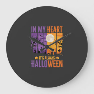 Halloween in meinem Herzen gruseliger Friedhof Große Wanduhr