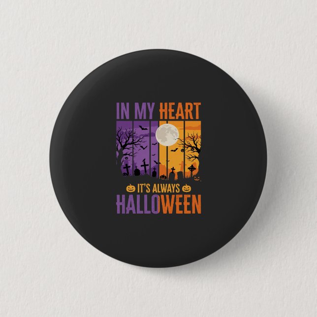 Halloween In My Heart Gruseliger Friedhof Button (Vorderseite)