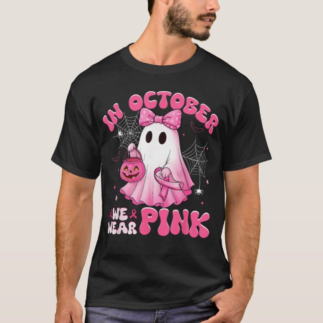 Halloween in October We Wear Pink Breast Cancer Aw T-Shirt (Vorderseite)