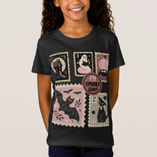 Halloween in Pink Postal Briefmarke Kat Pumpkin Ba T-Shirt